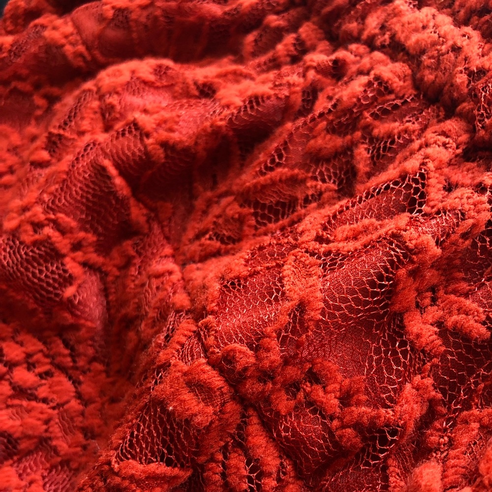 Burnt orange lace ruffle skirt